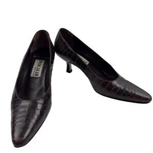 Pancaldi Made in Italy Croc Embossed Leather Classic Timeless Pumps Women's 6